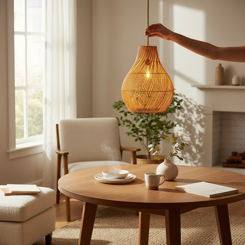Güller Yan Rattan Avize - 6