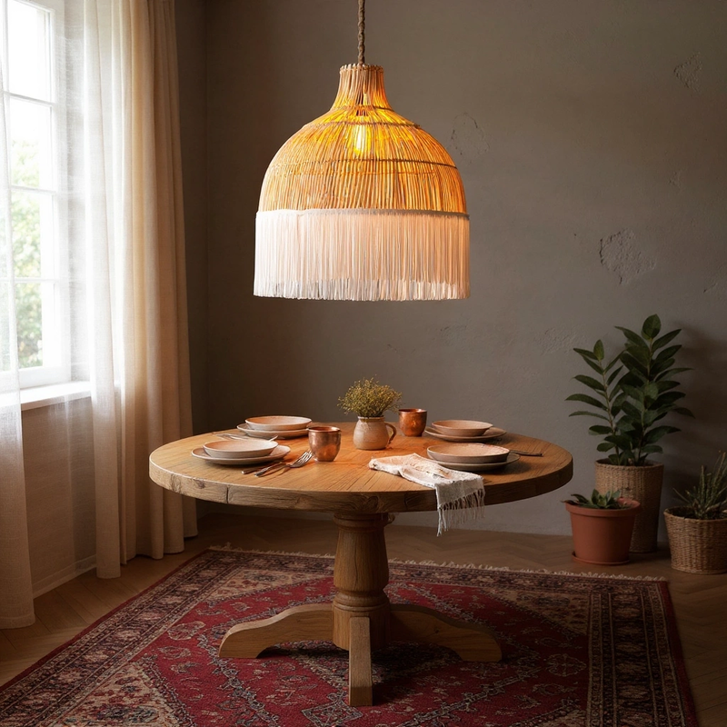 Madlen Püsküllü Rattan Avize - 1
