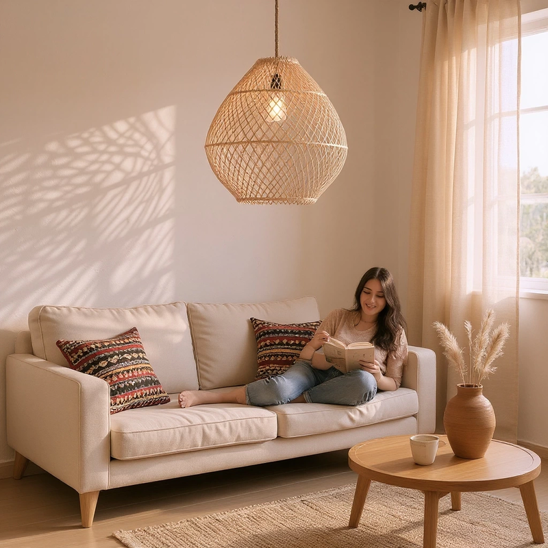 Gaia Çapraz Rattan Avize - 6