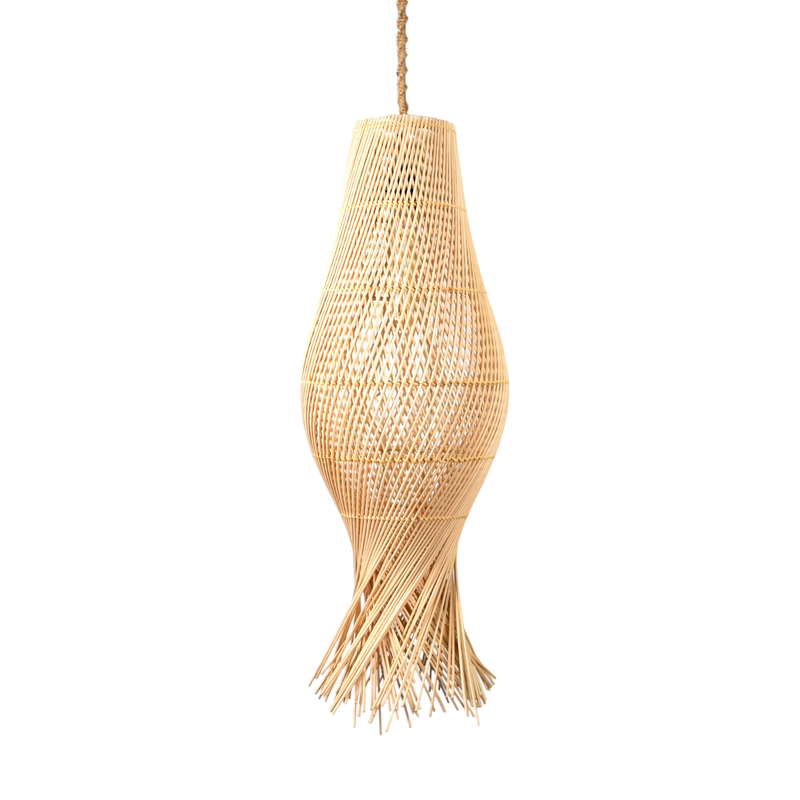 Bambu Lena Saçaklı Rattan Avize - 2