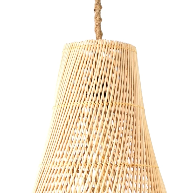 Bambu Lena Saçaklı Rattan Avize - 4