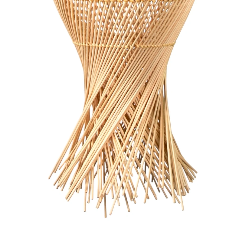 Bambu Lena Saçaklı Rattan Avize - 5